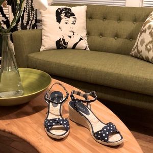 Ralph Lauren Cheryl Dotty Espadrilles  Navy Size 7